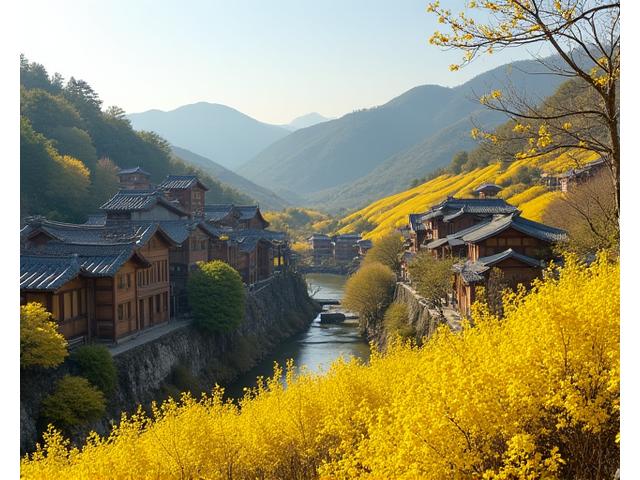 구례 산수유 마을의 노란 산수유 꽃밭